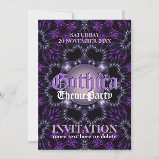 Paarse Gothic Moon Theme Party Invitation Kaart (Voorkant)