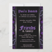 Paarse Gothic Moon Theme Party Invitation Kaart (Achterkant)