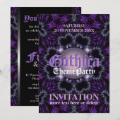 Paarse Gothic Moon Theme Party Invitation Kaart (Voorkant / Achterkant)