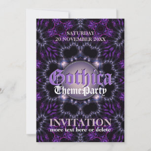 Paarse Gothic Moon Theme Party Invitation Kaart