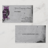 Paarse Gothic Owl Illustratie Visitekaartje (Voorkant / Achterkant)