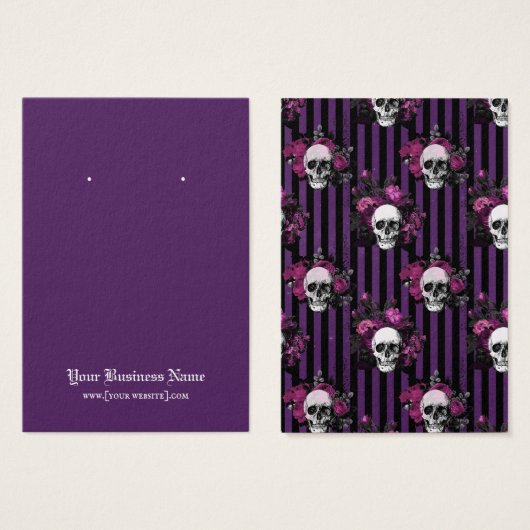 Paarse Gothic Skulls Halloween Earring Card Visitekaartje (Voorkant /achterkant)