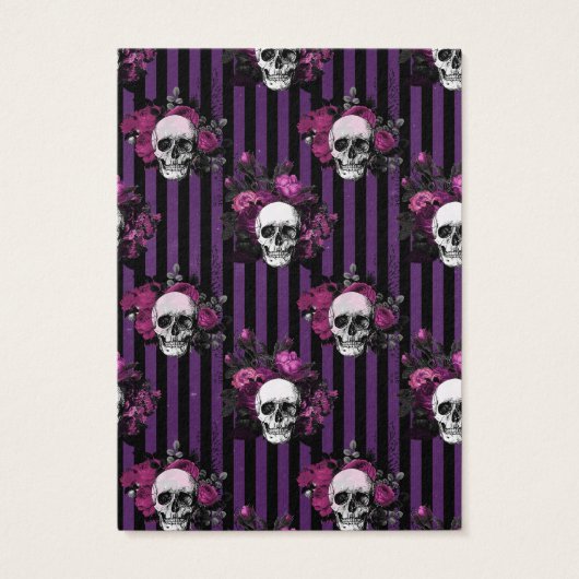 Paarse Gothic Skulls Halloween Earring Card Visitekaartje (Achterkant)