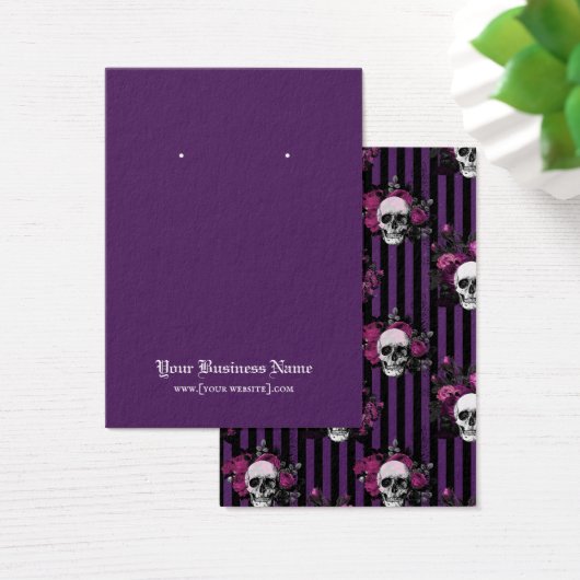 Paarse Gothic Skulls Halloween Earring Card Visitekaartje (Bureau)
