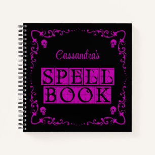 Paarse Gothic Spell Book gepersonaliseerd Notitieboek