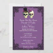 Paarse Gothic Sugar Skull Wedding Uitnodiging (Voorkant)