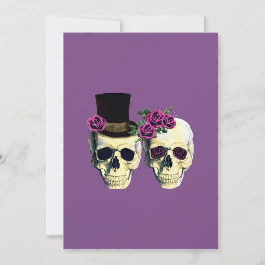 Paarse Gothic Sugar Skull Wedding Uitnodiging (Achterkant)