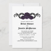 Paarse Gothic Swirl Rozen Vrijgezellenfeest Invite Kaart (Voorkant)