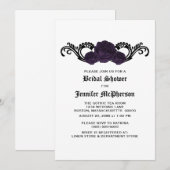 Paarse Gothic Swirl Rozen Vrijgezellenfeest Invite Kaart (Voorkant / Achterkant)