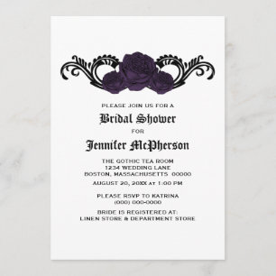 Paarse Gothic Swirl Rozen Vrijgezellenfeest Invite Kaart