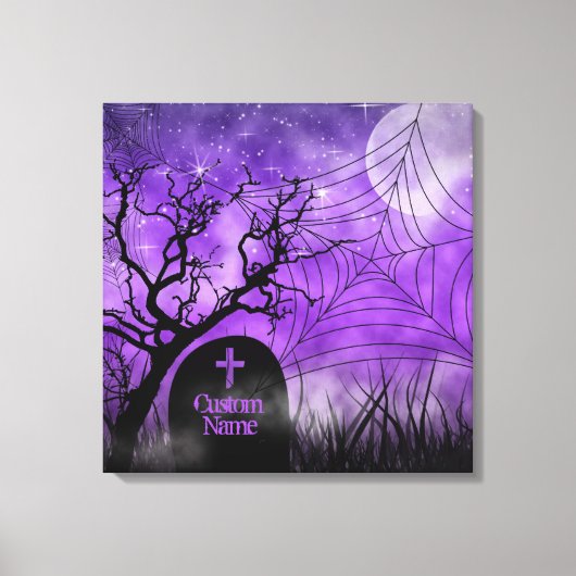 Paarse Gothic Web Custom Wrapped Canvas (Voorkant)
