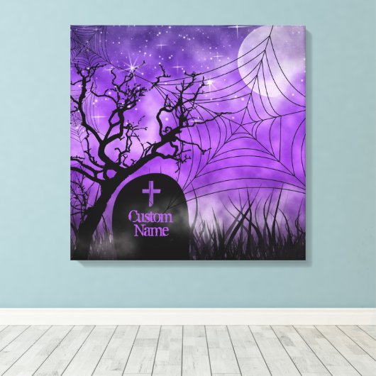 Paarse Gothic Web Custom Wrapped Canvas (Insitu (Houten vloer))