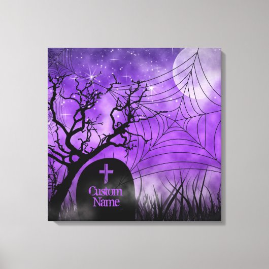 Paarse Gothic Web Custom Wrapped Canvas (Voorkant)