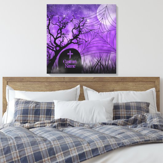Paarse Gothic Web Custom Wrapped Canvas (Insitu (Slaapkamer))