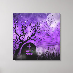 Paarse Gothic Web Custom Wrapped Canvas Afdruk