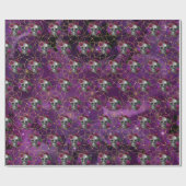 Paarse Gothische schedel en Rozen Verpakkingspapie Cadeaupapier (Vlak)