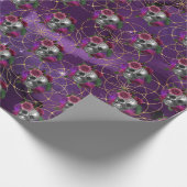 Paarse Gothische schedel en Rozen Verpakkingspapie Cadeaupapier (Hoek)