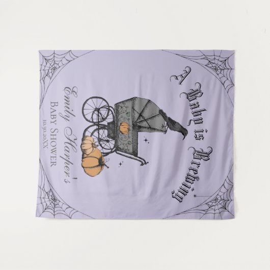 Paarse gotische Baby is brouwen Baby shower achter Wandkleed (Voorkant (horizontaal))