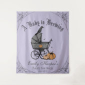 Paarse gotische Baby is brouwen Baby shower achter Wandkleed (Voorkant)