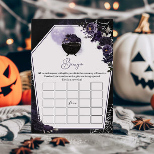 Paarse Gotische Bloemen Baby shower Bingo Spel