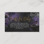 Paarse Gotische Bloemen Baby shower Boeken voor Ba Informatiekaartje (Voorkant)