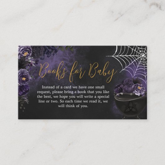 Paarse Gotische Bloemen Baby shower Boeken voor Ba Informatiekaartje
