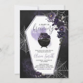 Paarse Gotische Bloemen Baby shower Uitnodiging (Voorkant)