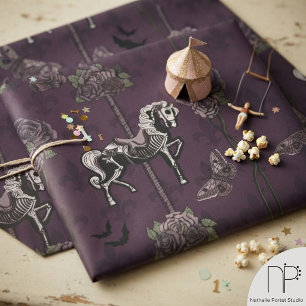 Paarse Gotische Draaimolenpaard Inpakpapier