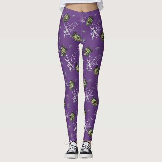 💜 Paarse gotische Frankenstein Leggings 🕸️🦇 (Voorkant)