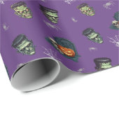 💜 Paarse Gotische Halloween Wrapping 🎃🕸️ Cadeaupapier (Rol Hoek)