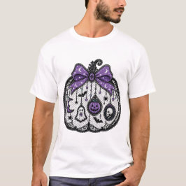 Paarse Gotische Kant Lint Halloween T-Shirt