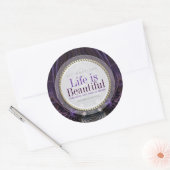 Paarse Gotische Kunst Aangepaste Bevestiging Stick Ronde Sticker (Envelop)