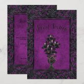 Paarse Gotische Lijst Zwart Roos & Kaarsen Sweet 1 Kaart (Voorkant / Achterkant)