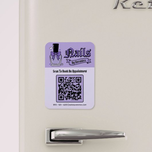 Paarse Gotische Nageltechnicus QR-code Koelkastmag Magneet