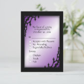 Paarse gotische RSVP met menuoptie (Staand voorkant)