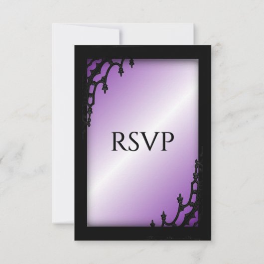 Paarse gotische RSVP met menuoptie Kaartje (Achterkant)