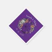 Paarse Gotische schedel Rozen krans Halloween brui Servet (Hoek)