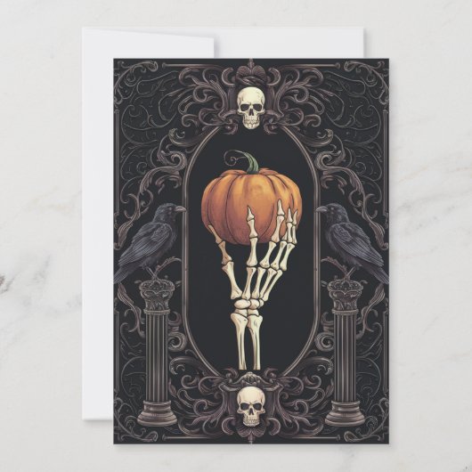 Paarse Gotische Skelet Hand Halloween Kaart (Achterkant)