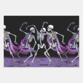 Paarse gotische skeletten & schedels inpakpapier vel (Voorkant 3)