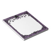 Paarse gotische spinnenweb met hangende spinnen notitieblok (Schuin)