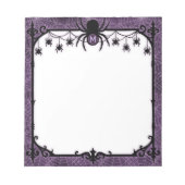 Paarse gotische spinnenweb met hangende spinnen notitieblok (Voorkant)