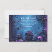 Paarse gotische spookachtige verjaardag bedankkaart (Voorkant)