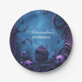 Paarse gotische spookachtige verjaardag papieren bordje (Voorkant)