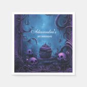 Paarse gotische spookachtige verjaardag servet (Voorkant)