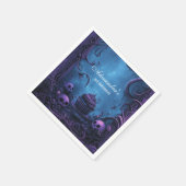 Paarse gotische spookachtige verjaardag servet (Hoek)