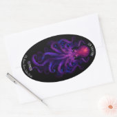 Paarse Gotische Tentakels Zee Kraken Octopus Ovale Sticker (Envelop)