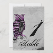 Paarse Gotische Uil Chique Tafelnummer Bruiloft (Achterkant)