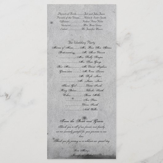 Paarse Gotische Uil Posh Bruiloft Programma Programmakaart (Achterkant)