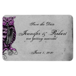 Paarse Gotische Uil Posh Bruiloft Save the Date Magneet
