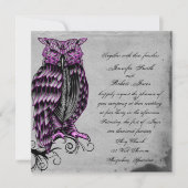 Paarse Gotische Uil Posh bruiloft uitnodiging (Voorkant)